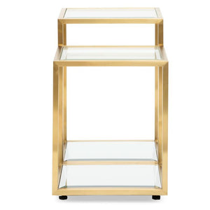 Lounge Styles Calibre Glass Side Table - Brushed Gold Base